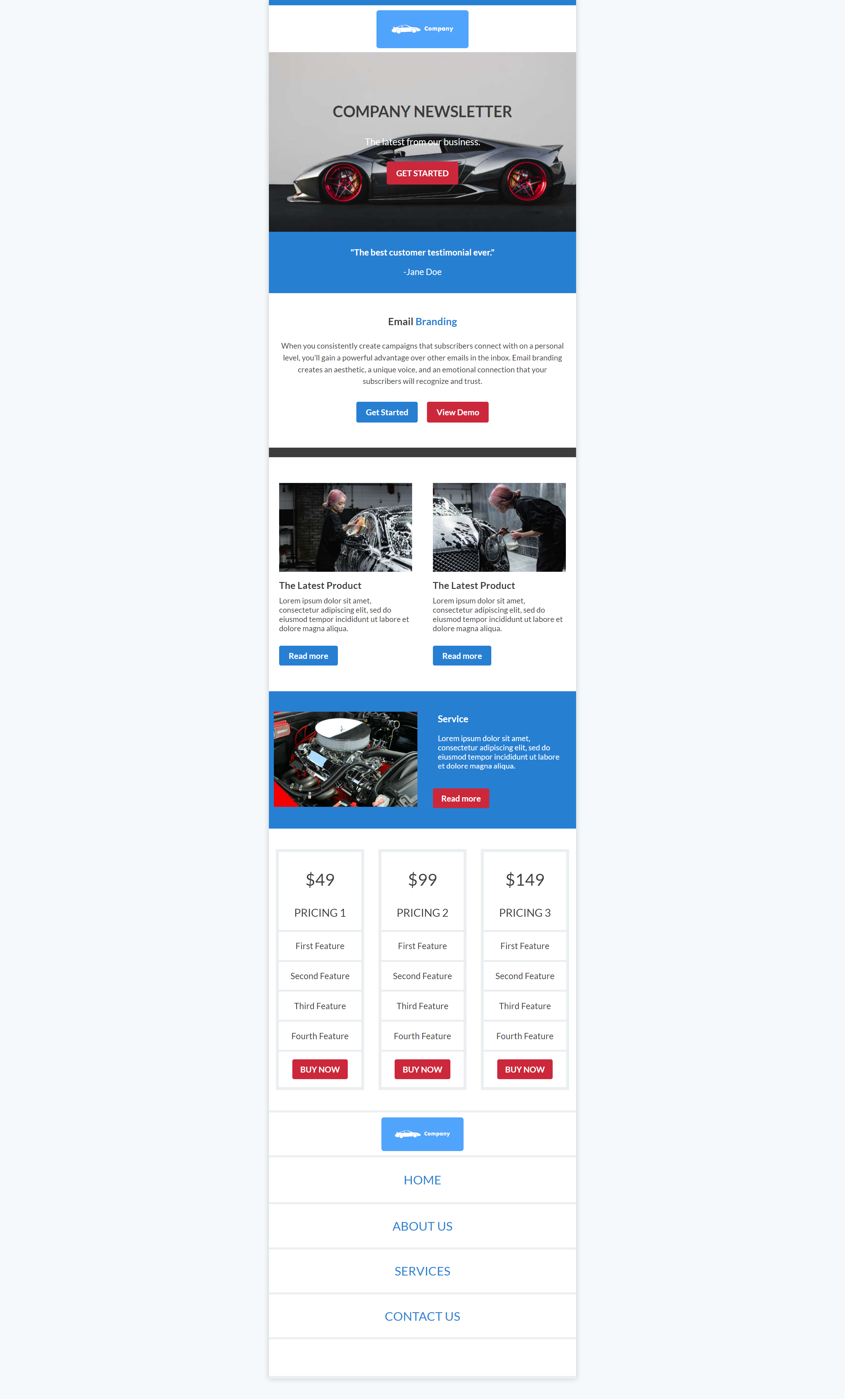 Screenshot of Auto Detailer Email Template